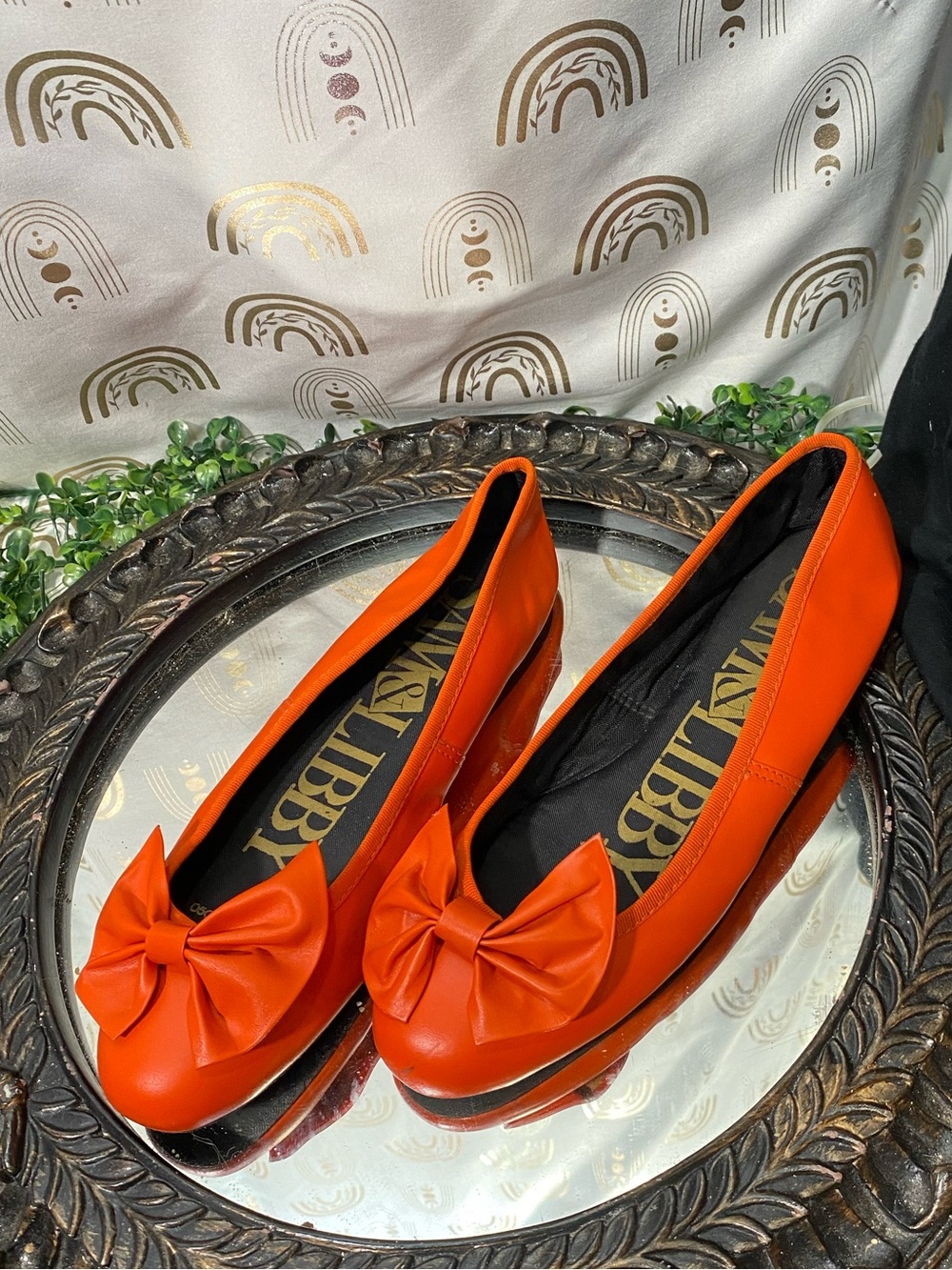 Sam & Libby Bright Orange Bow Ballet Flats